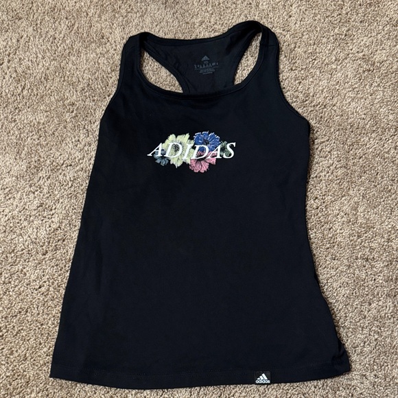 Adidas Black Tee with Multicolor Floral Logo - Picture 1 of 4